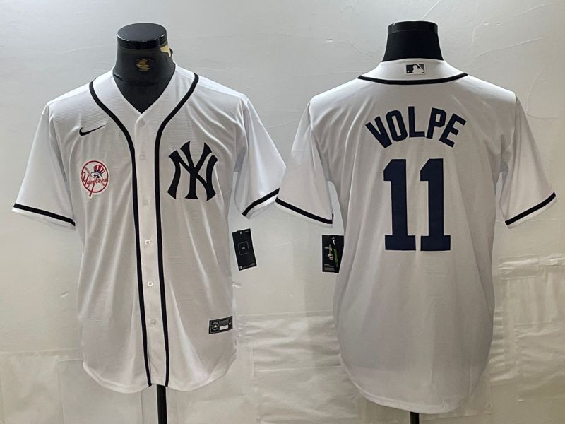 Men New York Yankees #11 Volpe White Third generation joint name Nike 2024 MLB Jersey style 3